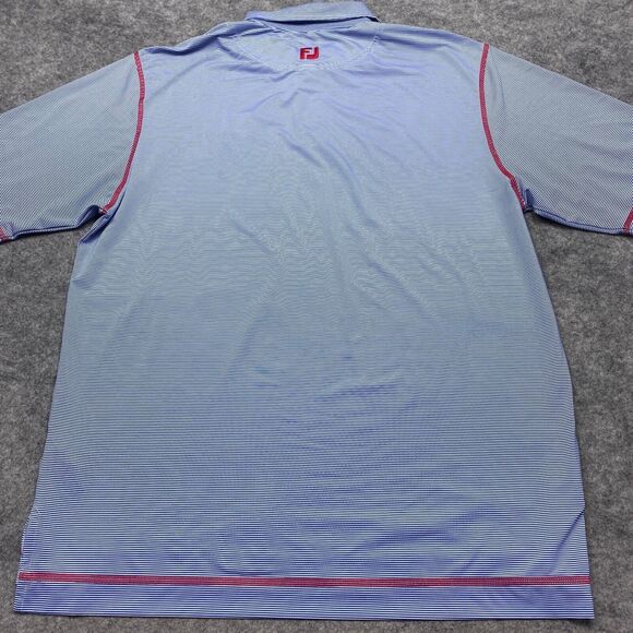 Footjoy Polo Shirt Mens Large Blue Red Pullover Performance Golf Casual - Picture 9 of 9